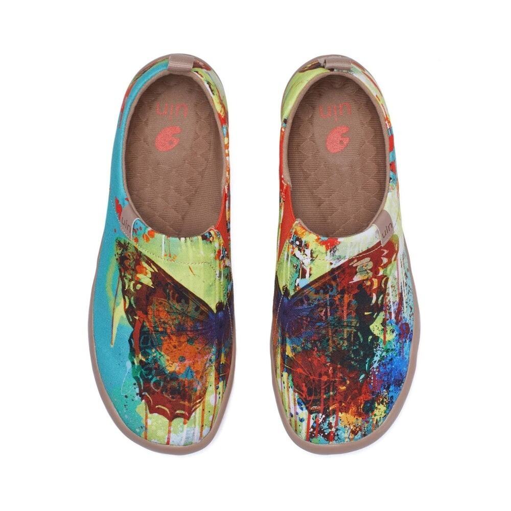UIN Toledo Loafers Women's Size 8 Slip On Comfort Shoes Butterfly Colorful